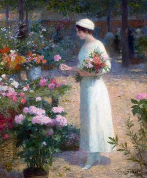 At the Flower Market Artwork by Victor Gabriel Gilbert