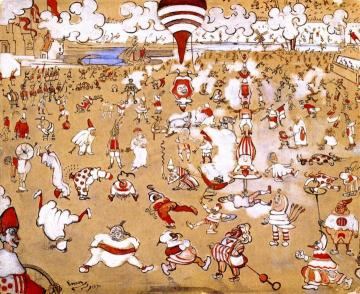 White And Red Clowns Evolving Artwork by James Ensor