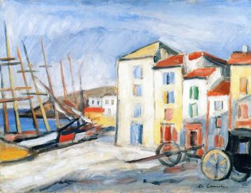 A Corner of the Port of Cassis with Carriage Artwork by Charles Camoin