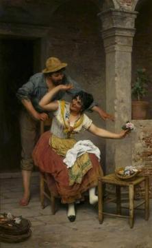 A Venetian Courtship Artwork by Eugen Von Blaas