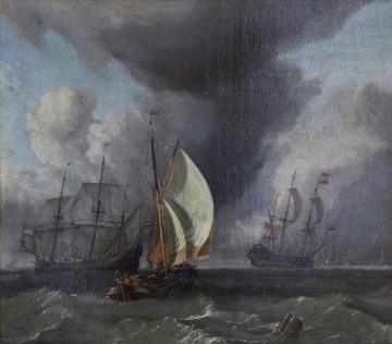 Dutch Shipping in Choppy Seas Artwork by Ludolf Bakhuizen
