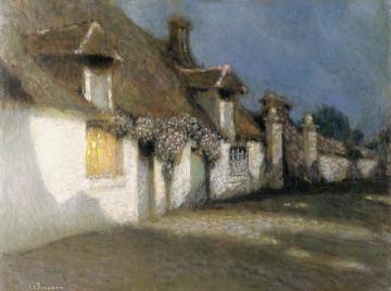 Cottages in the Moonlight Artwork by Henri Le Sidaner
