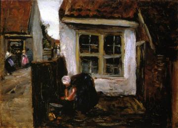 Dutch Farmhouse with Woman Artwork by Max Liebermann