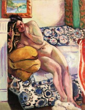 Nude Leaning On Her Elbow Artwork by Henri Manguin