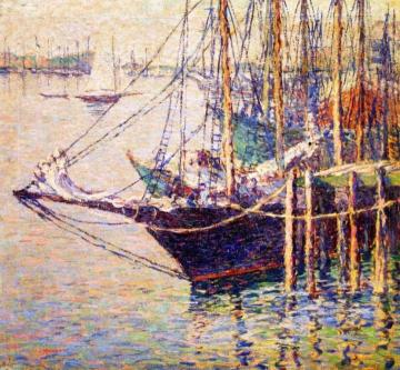Ships At Dock Artwork by Lillian Burk Meeser