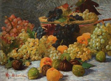 Still Life With Grapes Artwork by Mato Celestin Medovic