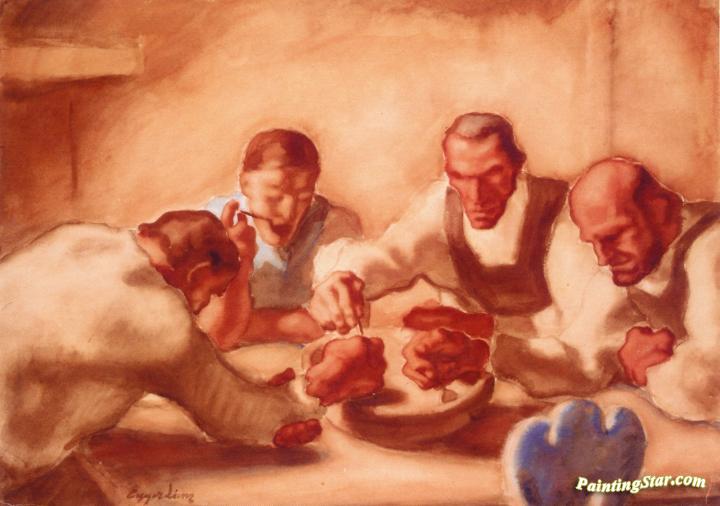 Mealtime, Free Repetition Artwork by Albin Egger-Lienz