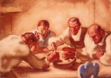 Mealtime, Free Repetition Artwork by Albin Egger-Lienz