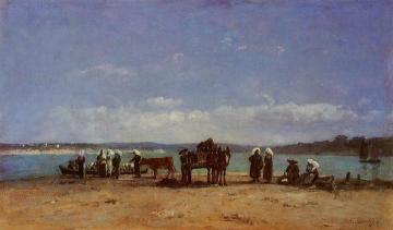 Brittany, Fishermen's Wives on the Shore Artwork by Eugène-Louis Boudin