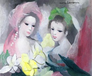 Two Girls With Flowers Artwork by Marie Laurencin