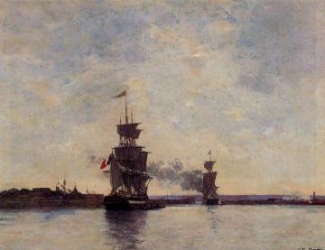 Sailing Ships Entering Port Artwork by Eugène-Louis Boudin