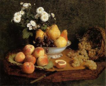 Flowers and Fruit on a Table Artwork by Henri Fantin-Latour