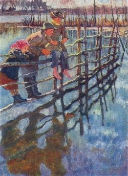 Children On A Fence Artwork by Nikolai Petrovich Bogdanov-belsky