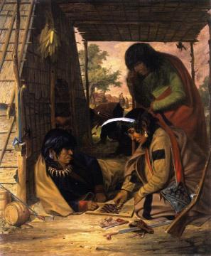 Chippewa Indians Playing Checkers Artwork by Seth Eastman