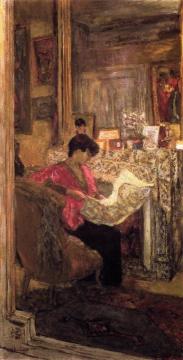 Lucy Hessel Reading the Newspaper, rue de Naples Artwork by Edouard Vuillard