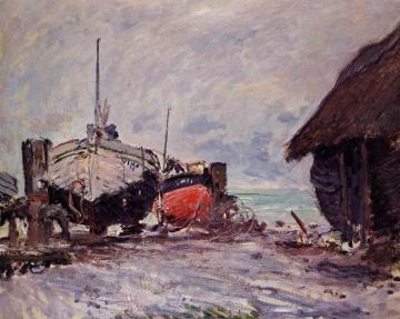 Fishing Boats at Etretat Artwork by Claude Oscar Monet