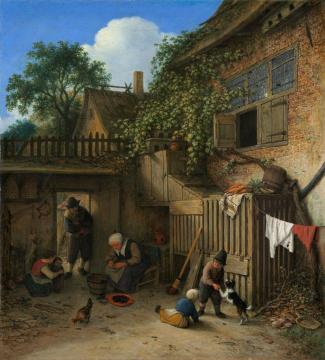 The Cottage Dooryard Artwork by Adriaen van Ostade