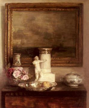 Still Life With Classical Column And Statue Artwork by Carl Vilhelm Holsoe