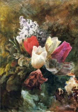 Tulips and Hyacinths Artwork by John La Farge