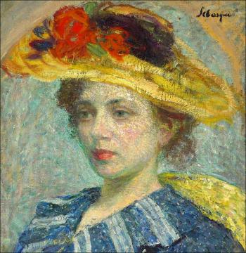 Woman With Hat With Flowers Artwork by Henri Lebasque