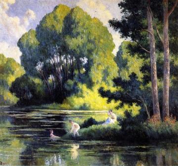Swimming at Rolleboise Artwork by Maximilien Luce