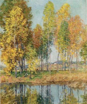 October Morning Artwork by Willard Leroy Metcalf