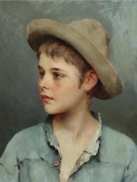 His New Hat Artwork by Eugen Von Blaas