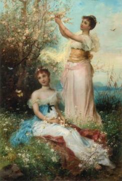 Springtime Maidens Artwork by Hans Zatzka