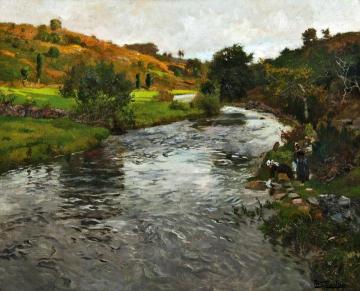 Washerwomen on the river Elle, Quimperlé Artwork by Fritz Thaulow