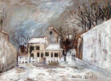 The Lapin Agile in the Snow Artwork by Maurice Utrillo