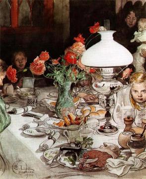 Around The Lamp Artwork by Carl Larsson