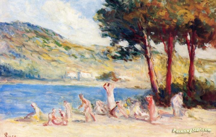 Rolleboise, Bathers on the Banks of the Seine Artwork by Maximilien Luce