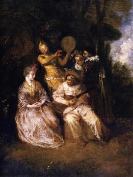 The Italian Serenade Artwork by Jean-Antoine Watteau
