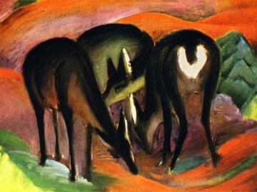 Three Deer Artwork by Franz Marc