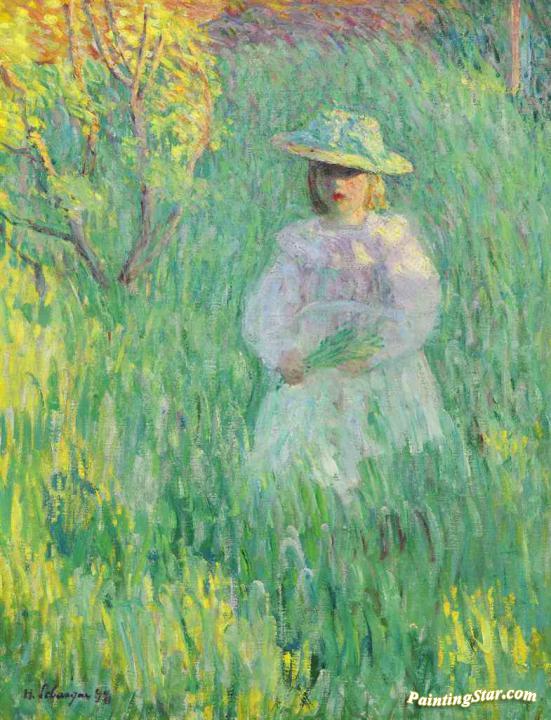 Girl in a Meadow Artwork by Henri Lebasque