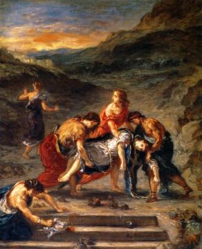 Saint Stephen Borne Away by His Disciples Artwork by Eugène Delacroix