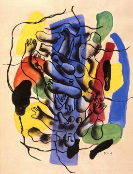 Divers with Birds Artwork by Fernand Léger
