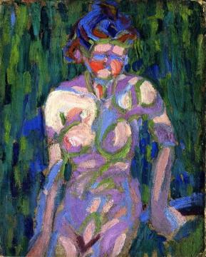 Female Nude with Foliage Shadows Artwork by Ernst Ludwig Kirchner