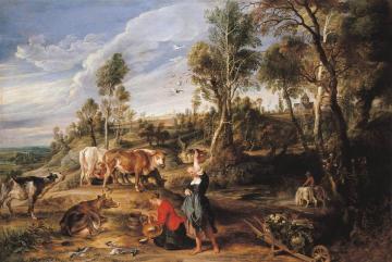 Milkmaids with Cattle in a Landscape Artwork by Peter Paul Rubens