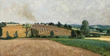 Harvest Fields, Duton Hill, near Dunmow Artwork by John Arthur Malcolm Aldridge