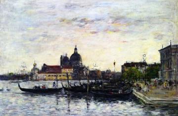 Venice, The Mole at the Entrance to the Grand Canal and the Salute, Evening Artwork by Eugène-Louis Boudin
