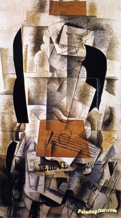 Young Girl With Guitar Artwork by Georges Braque