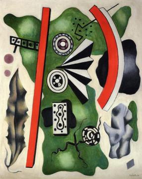 Composition on a Green Background Artwork by Fernand Léger