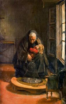 Anciana con niña Artwork by Jose Mongrell Torrent