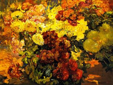 Peonies And Mums Artwork by Franz Bischoff