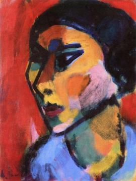Woman's Head in Three Quarter Profile Artwork by Alexej Jawlensky