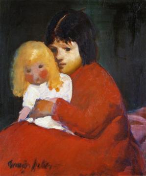 Girl with Doll Artwork by George Benjamin Luks