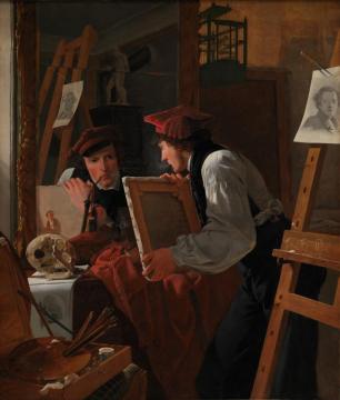 A Young Artist (ditlev Blunck) Examining A Sketch In A Mirror Artwork by Wilhelm Bendz