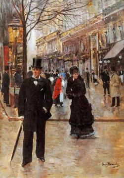 On the boulevard Artwork by Jean Georges Beraud