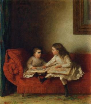 The Lesson Artwork by Eastman Johnson